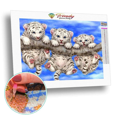 Petits tigres blanc | Peinture diamant - Animaux Produit Tigre