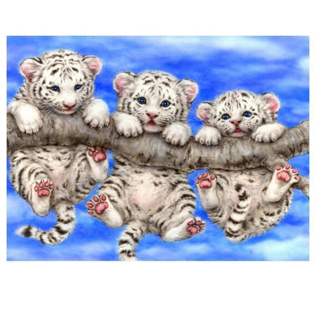 Petits tigres blanc | Peinture diamant - Animaux Produit Tigre