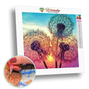Pissenlits admirant le couché de soleil - modèle M002 | Broderie diamant kit - Fleur Fleur et plante Paysage Produit À la mer