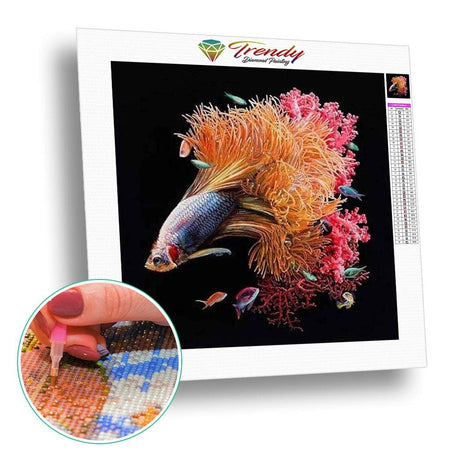 Poissons queue corail - modèle M001 | Tableau de diamant - Animaux Poisson Produit