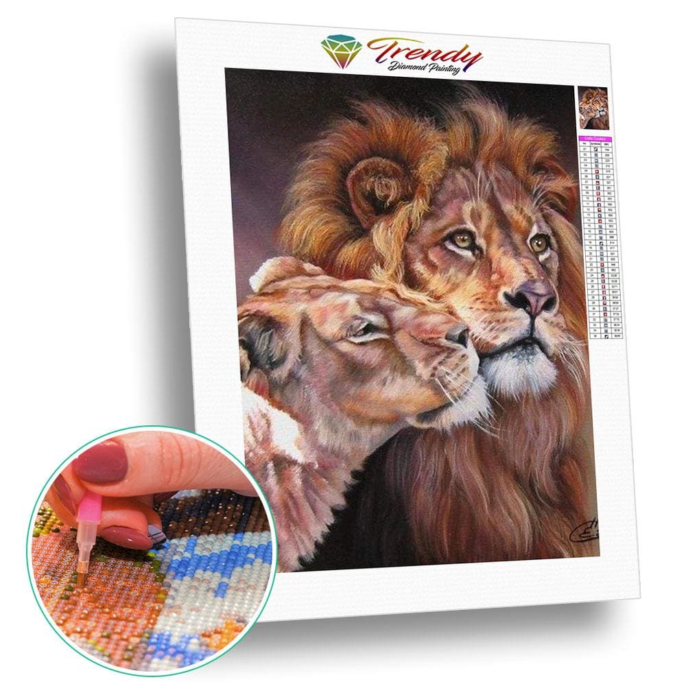 Portraits de lions - modèle M001 | Tableau diamant - Animaux Lion Produit