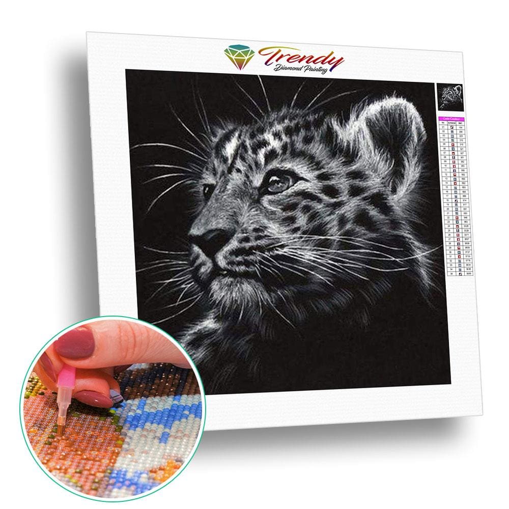 Portraits félins Lion tigre et léopard - modèle M001 | Broderie diamant kit complet - Animaux Lion Léopard Produit Tigre