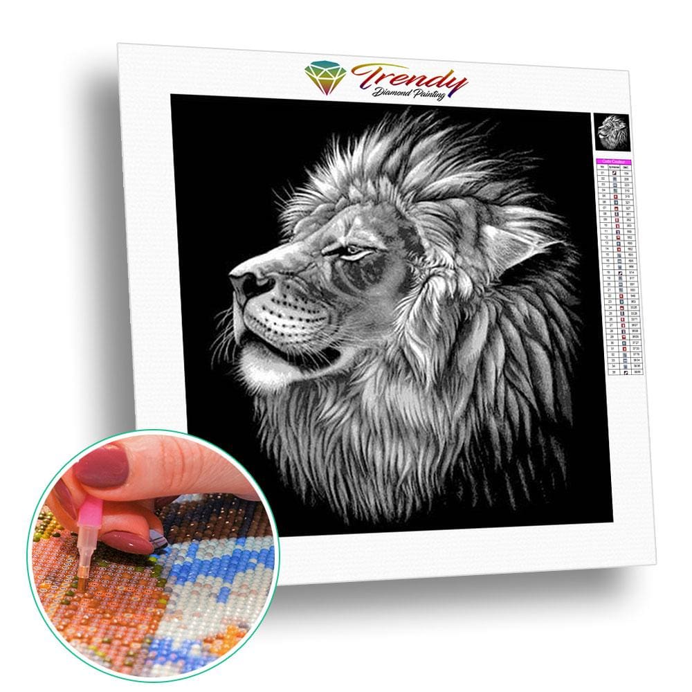 Portraits félins Lion tigre et léopard - modèle M006 | Broderie point de diamant - Animaux Lion Léopard Produit Tigre