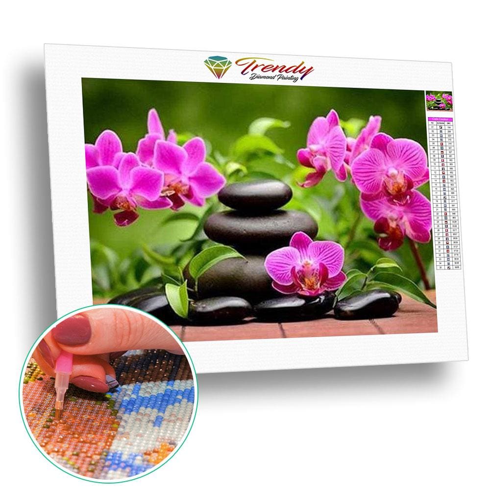Relaxante orchidées - modèle M004 | Kit broderie diamant - Fleur Fleur et plante Produit Zen