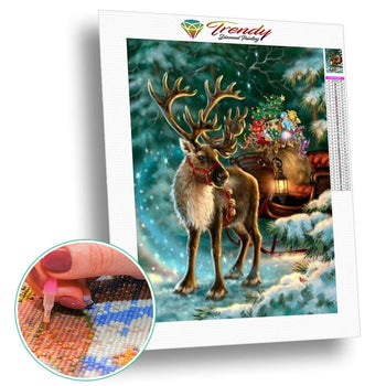 Renne du père Noel | Broderie diamant toile entière - Animaux Autres animaux Noël Produit