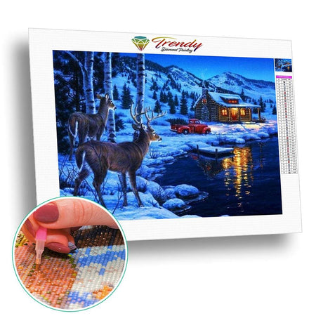 Rennes observant la maison | Broderie point de diamant - Animaux Autres animaux Produit