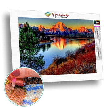 Reposantes montagne au couché de soleil | Diamond painting kit - Paysage Produit À la montagne