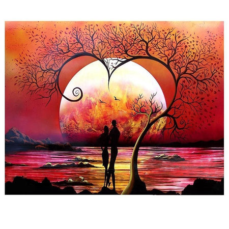 Romantique pleine lune | Caneva diamant - Paysage Produit À la mer Été