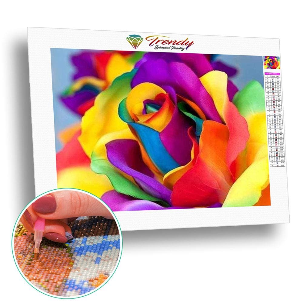 Rose aux pétales multicolores - modèle M001 | Diamond painting complet - Fleur Fleur et plante Produit