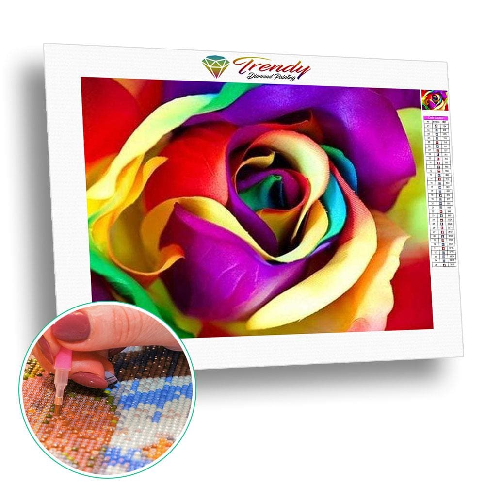 Rose aux pétales multicolores - modèle M003 | Tableau de diamant - Fleur Fleur et plante Produit