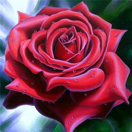 Rose rouge - modèle M005 | Broderie point de diamant - Fleur Fleur et plante Produit