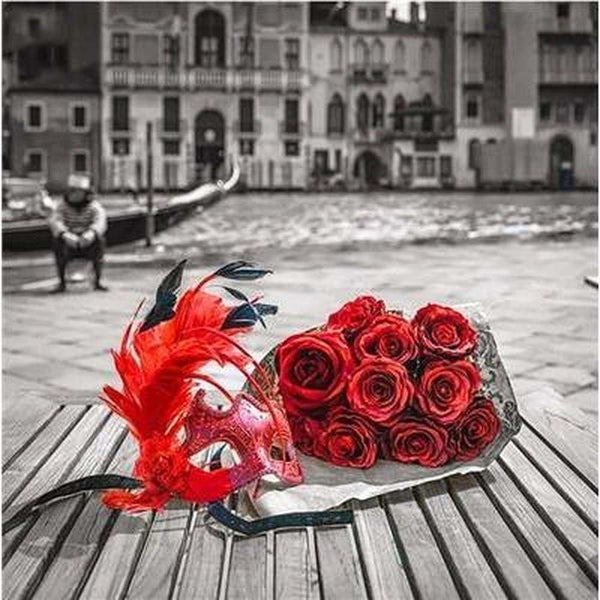 Roses rouges contrastés - modèle M003 | Broderie diamant - En ville Paysage Produit