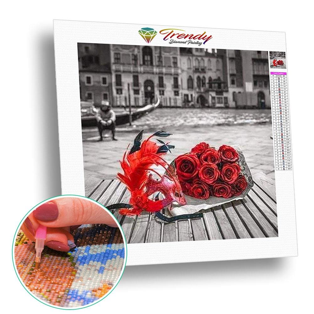 Roses rouges contrastés - modèle M003 | Broderie diamant - En ville Paysage Produit
