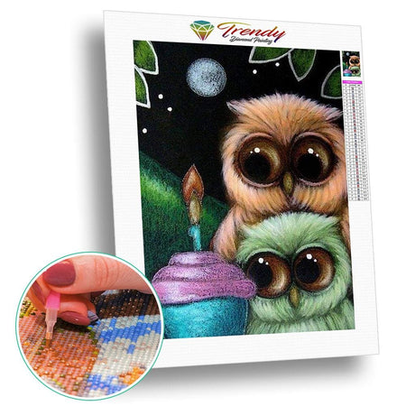 Roudoudou les hiboux - modèle M007 | Diamond painting kit - Animaux Oiseau Produit