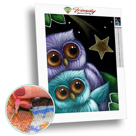 Roudoudou les hiboux - modèle M008 | Broderie diamant - Animaux Oiseau Produit
