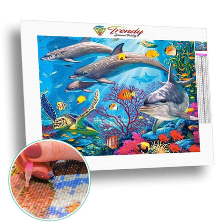 Sous locéan | Broderie diamant toile entière - Animaux Paysage Poisson Produit À la mer