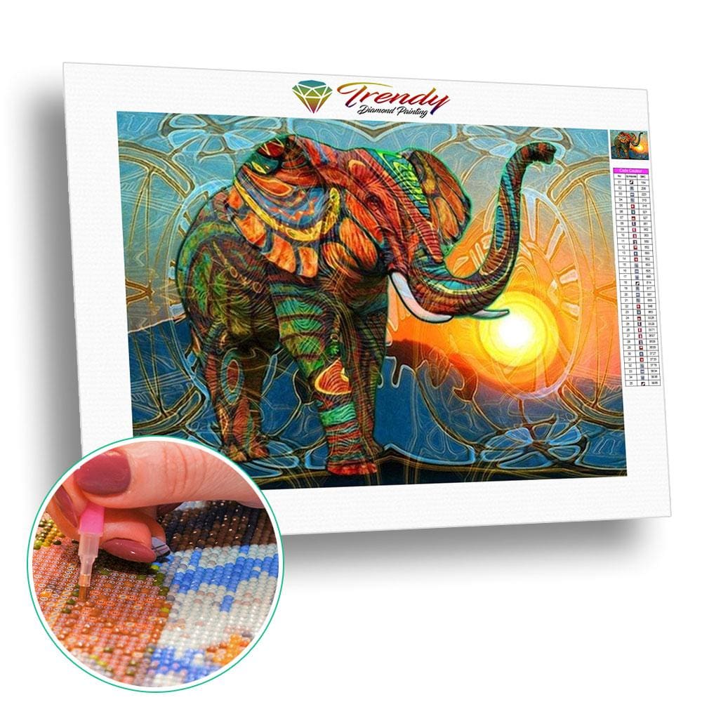 Superbe éléphant coloré | Caneva diamant - Animaux Produit Éléphant
