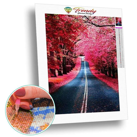 Sur la route de lautomne | Toile diamant - Automne Paysage Produit