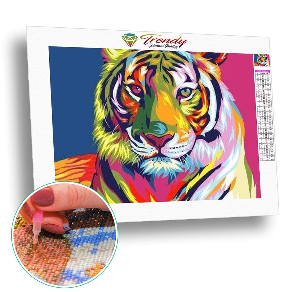 Tigre colorful - modèle M001 | Caneva diamant - Animaux Produit Tigre