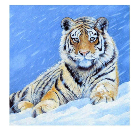 Tigre des neige | Broderie diamant toile entière - Animaux Produit Tigre