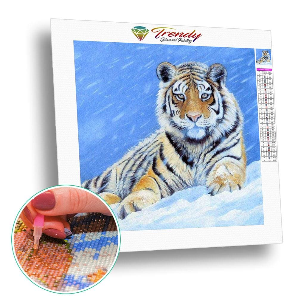 Tigre des neige | Broderie diamant toile entière - Animaux Produit Tigre