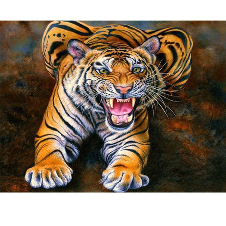 Tigre féroce | Broderie point de diamant - Animaux Produit Tigre