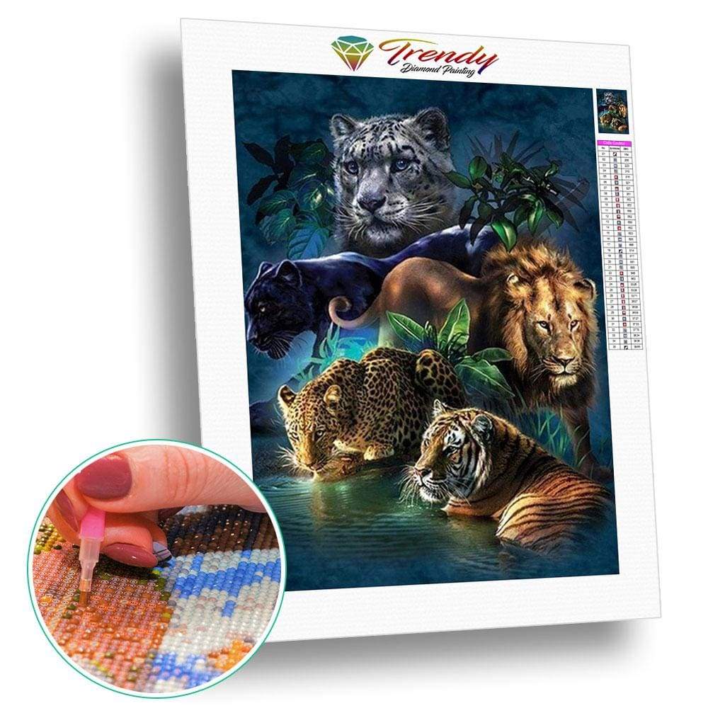 Tigre lion panthère guépard léopard | Diamond painting kit - 2 + 1 Offert Animaux Autres animaux Guépard Lion