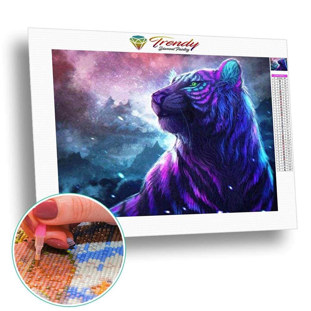 Tigre Violet | Broderie diamant - 2 + 1 Offert Animaux Autres animaux Produit Tigre