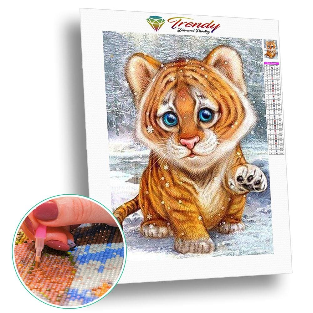 Titigre le ptit tigre aux yeux bleu | Caneva diamant - Animaux Dessin Dessin crayon Produit Tigre