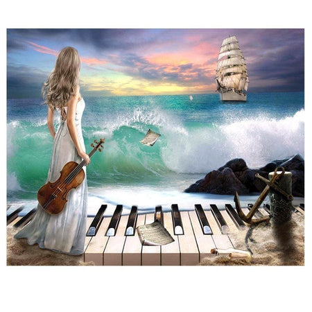 Touche de music à locéan | Tableau diamant - Paysage Produit À la mer