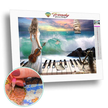 Touche de music à locéan | Tableau diamant - Paysage Produit À la mer