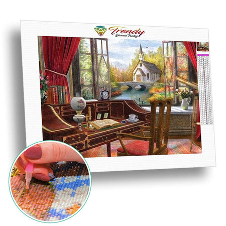 Vue sur châteaux - modèle M001 | Toile diamant - Au village En ville Paysage Produit