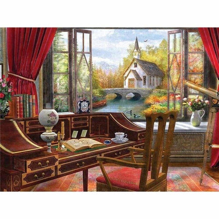 Vue sur châteaux - modèle M001 | Toile diamant - Au village En ville Paysage Produit