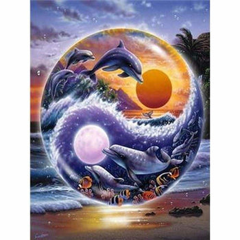 Ying et yang de la mer - modèle M001 | Broderie diamant kit complet - Animaux Poisson Produit