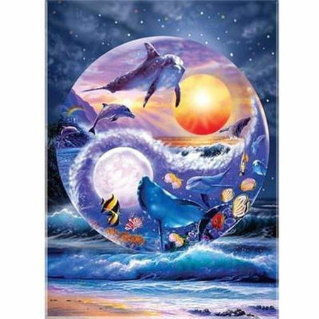 Ying et yang de la mer - modèle M002 | Broderie diamant complet - Animaux Poisson Produit