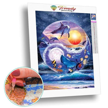 Ying et yang de la mer - modèle M002 | Broderie diamant complet - Animaux Poisson Produit