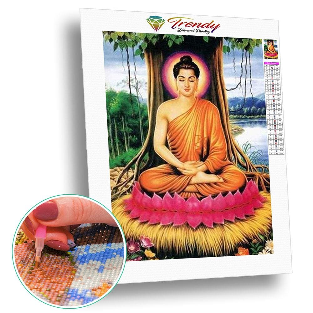 Zen méditation sous un arbre - modèle M001 | Diamond painting grand format - Bouddhisme Bouddhisme et Hindouisme Produit Religion Zen