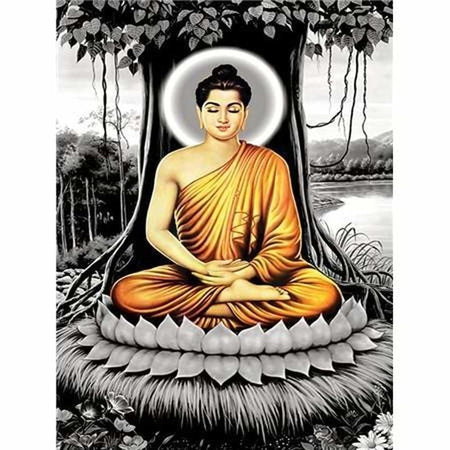 Zen méditation sous un arbre - modèle M002 | Toile diamant - Bouddhisme Bouddhisme et Hindouisme Produit Religion Zen