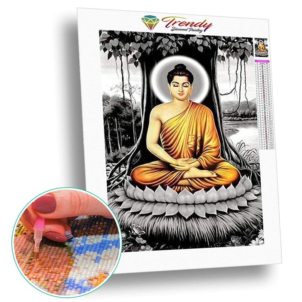 Zen méditation sous un arbre - modèle M002 | Toile diamant - Bouddhisme Bouddhisme et Hindouisme Produit Religion Zen